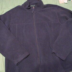 L.L. Bean Y2K Mens Dark Blue XL Regular Full Zip Fleece Jacket w/ pockets EUC